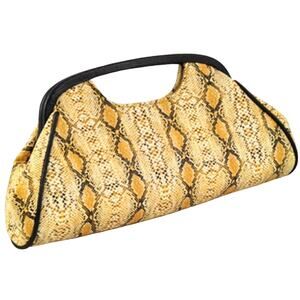 Golden Yellow Black Animal Print Clutch Evening Bag
